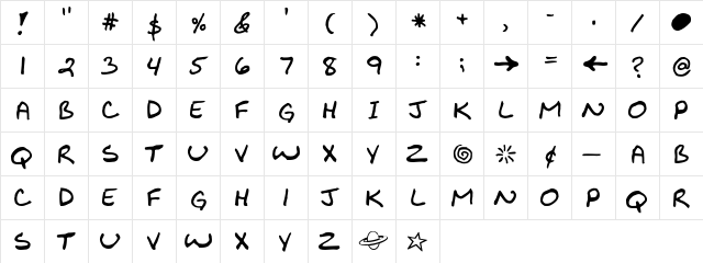 BiklyBoldFont Regular  glyph index