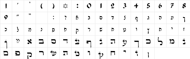 Lashon Tov Normal  glyph index