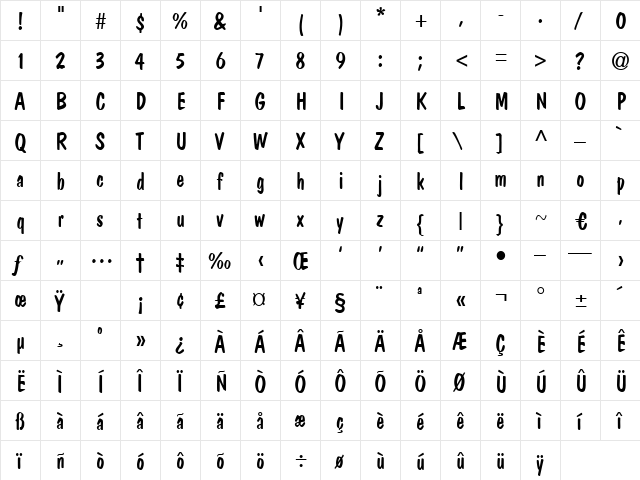 Esperanto Regular  glyph index