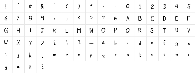 Titwillow Regular  glyph index
