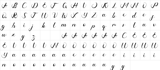 Bardlove Demo Regular  glyph index