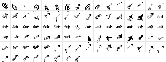 ArrowbixOne Regular  glyph index