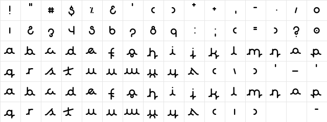 Radiator Falls Regular  glyph index