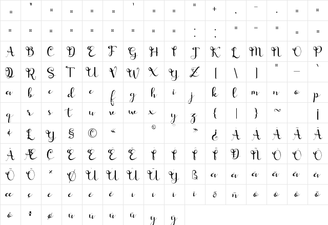 Fimayra Regular  glyph index