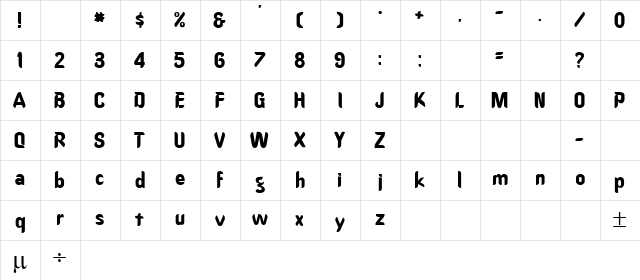 Oregon Regular  glyph index