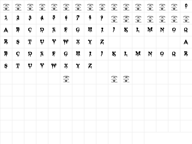 Cocaine Regular  glyph index