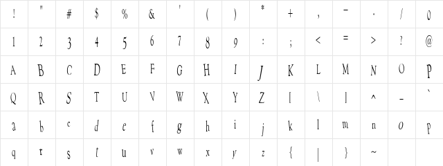 LDJ Miss Me Regular  glyph index