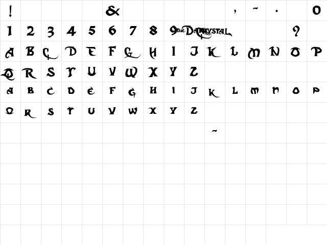 Dark Crystal Script  glyph index