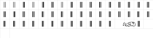 Code 3of9 Regular  glyph index