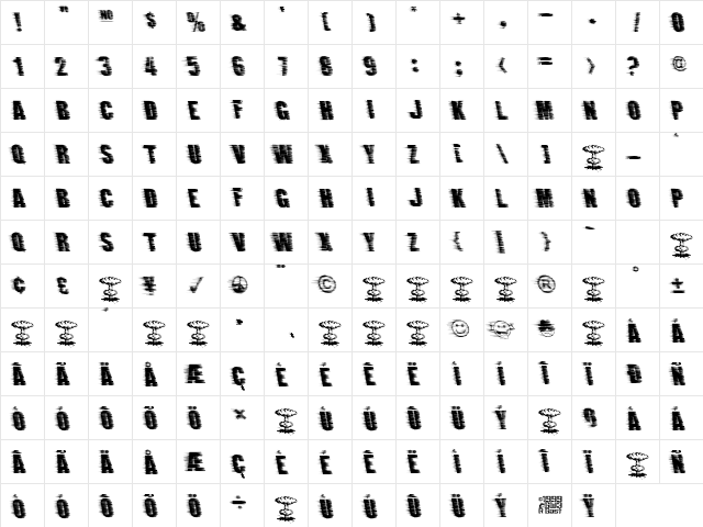 Ground Zero Regular  glyph index