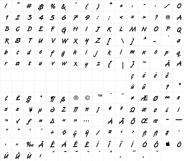 VanDijkICG Regular  glyph index