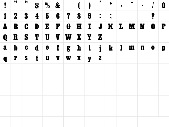 Drivebye 2 Regular  glyph index