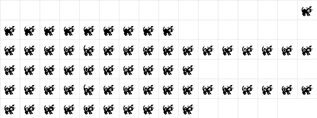 Blacky Cat Regular  glyph index