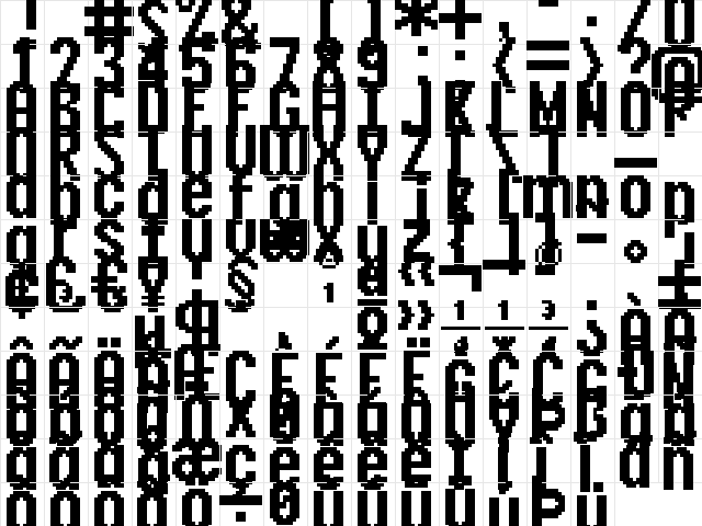 header 17_68 Regular  glyph index