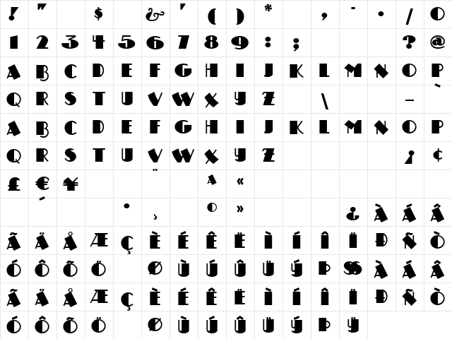 DrumagStudioNF Regular  glyph index