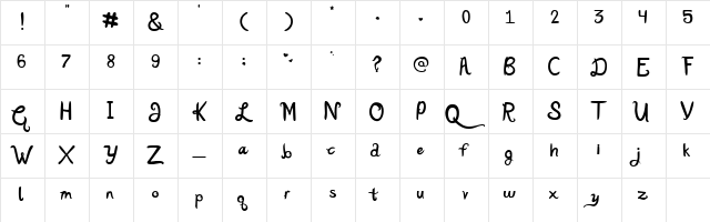 Katy Berry Regular  glyph index