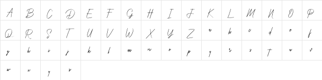 YoungSignature Regular  glyph index