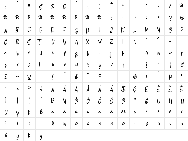 Hormath Regular  glyph index