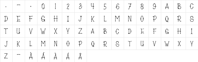 Bones of Muertos Regular  glyph index