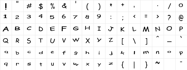 LDJ Playtime Regular  glyph index