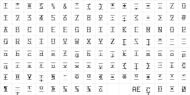 Penmanship Print Regular  glyph index