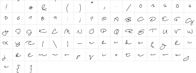 Beach Script Regular  glyph index