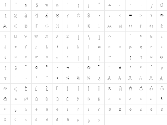 Kufi LT Outline Regular Regular  glyph index