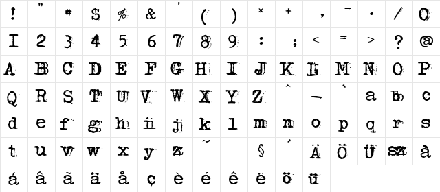 lettera32 Regular  glyph index