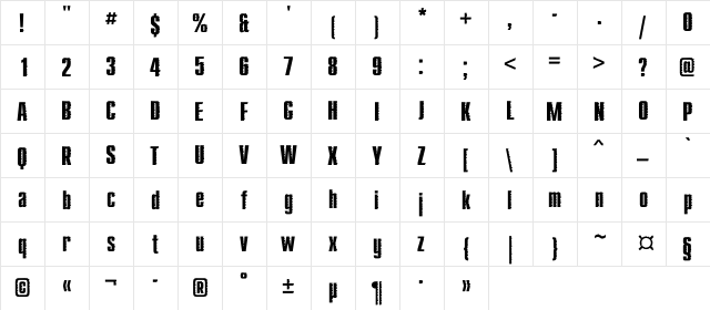 CompactWindC Regular  glyph index