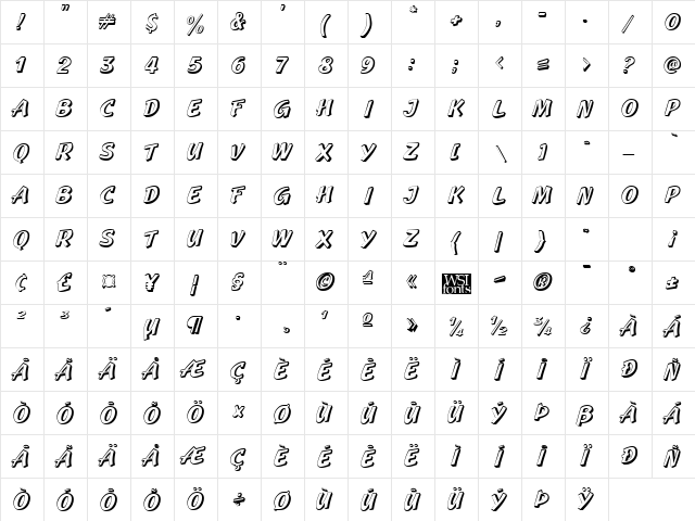Gecko Regular  glyph index