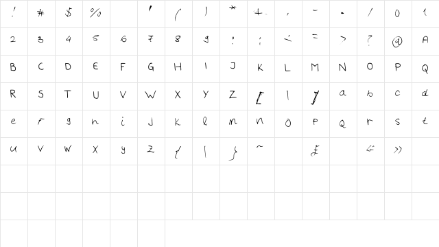 Handwriter Medium  glyph index