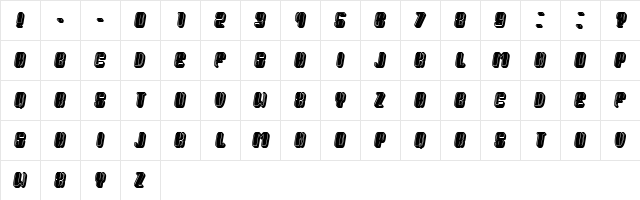 President Filled Italic  glyph index