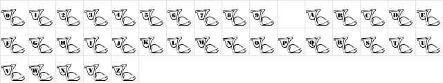 101! Pierre Pelican Regular  glyph index