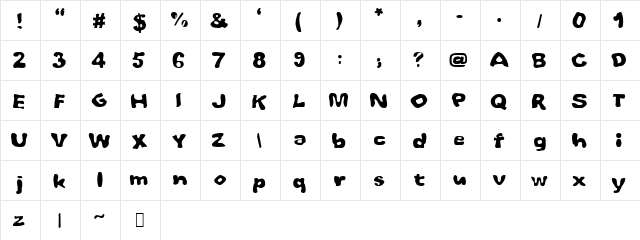 Whoobub Regular  glyph index