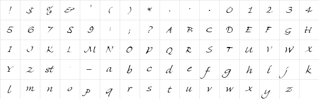 Negative Oblique  glyph index