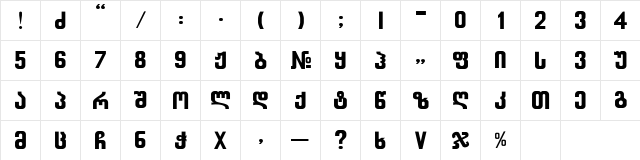 Balavery-ITV Regular  glyph index