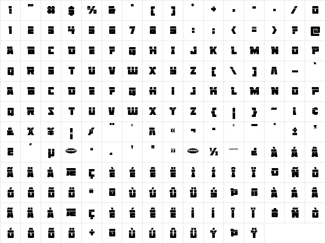 Liberty Legion Laser Regular  glyph index