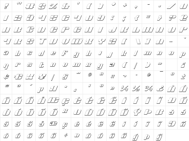 Nolo Contendre Shadow Italic Shadow Italic  glyph index