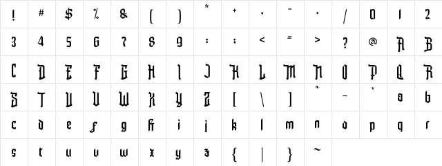 The Youthic Regular  glyph index