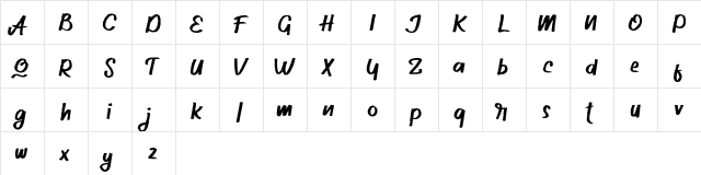 Cursey FREE Regular  glyph index