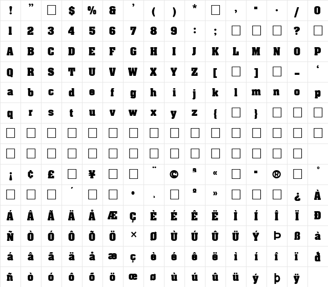 FZ ROMAN 3 Light  glyph index