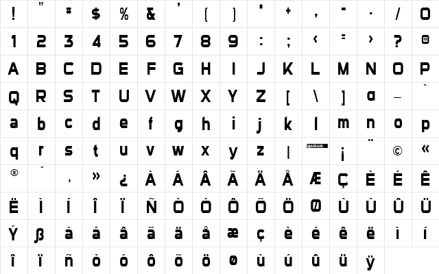 Sui Generis Condensed Regular  glyph index