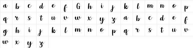 Grestal Script DEMO Regular  glyph index
