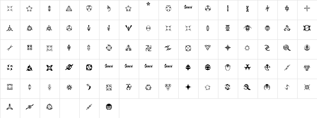 FontsVectorAncientSymbol Regular  glyph index