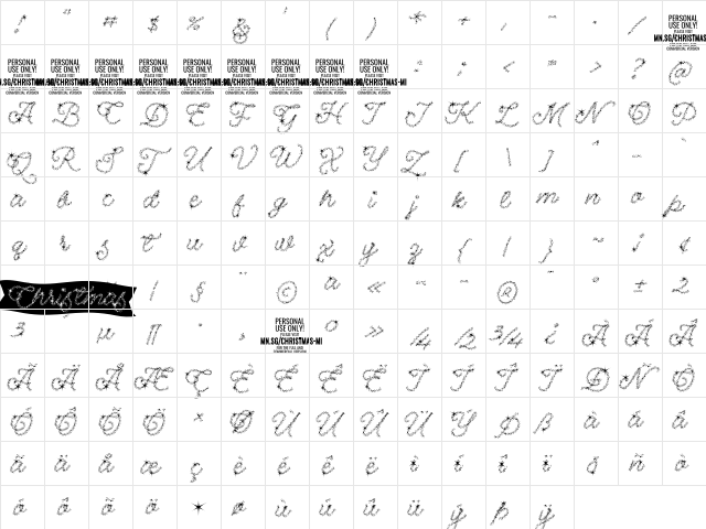 Christmas Miracle PERSONAL USE Regular  glyph index