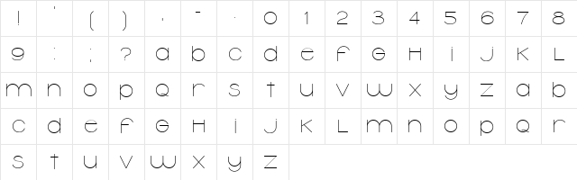 Typolino Regular  glyph index