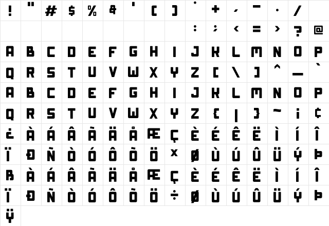 Uyghur[Demo] Regular  glyph index