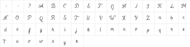 Kurnia Regular  glyph index