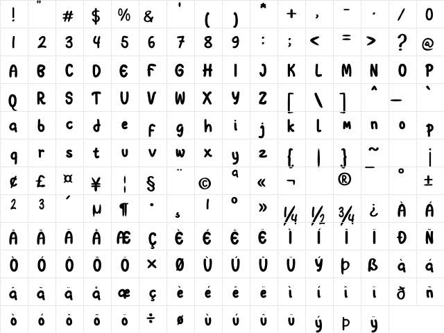 Q 212 Regular  glyph index