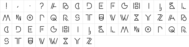 Artypa Regular  glyph index